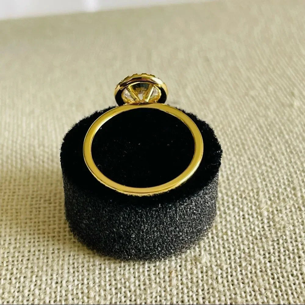 Gold Cubic Zirconia Halo RING 6.5